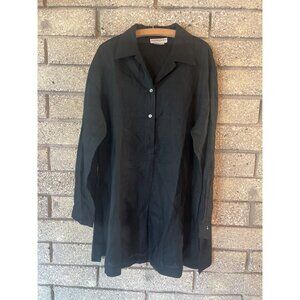 Bloomingdales Black 100% Linen Long Sleeve Button-Up Shirt XL NWT